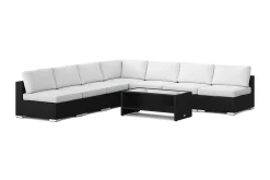 Comfort Garden Loungemøbler Salg|Loungesett-Bahamas utendørs hjørnesofa 7-seters vendbar med åpen avslutning og bord med hylle