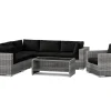 Comfort Garden Veranda & Terrasse-Bahamas utendørs hjørnesofa 6-seters vendbar med lenestol og bord med hylle