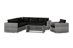 Comfort Garden Veranda & Terrasse-Bahamas utendørs hjørnesofa 6-seters vendbar med lenestol og bord med hylle