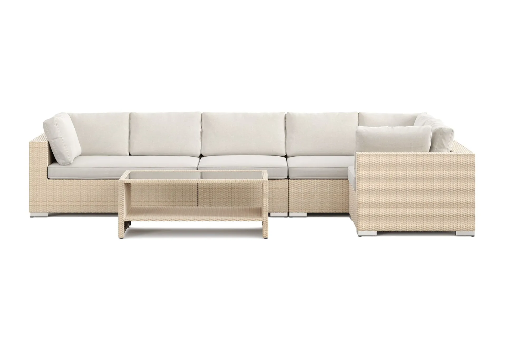 Comfort Garden Veranda & Terrasse-Bahamas utendørs hjørnesofa 6-seters vendbar og bord med hylle
