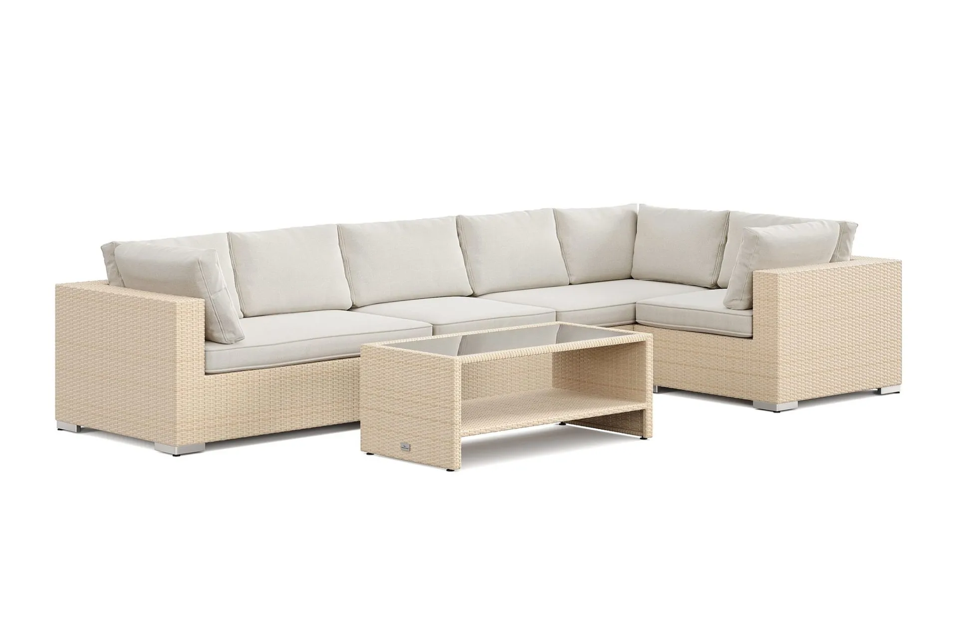 Comfort Garden Veranda & Terrasse-Bahamas utendørs hjørnesofa 6-seters vendbar og bord med hylle