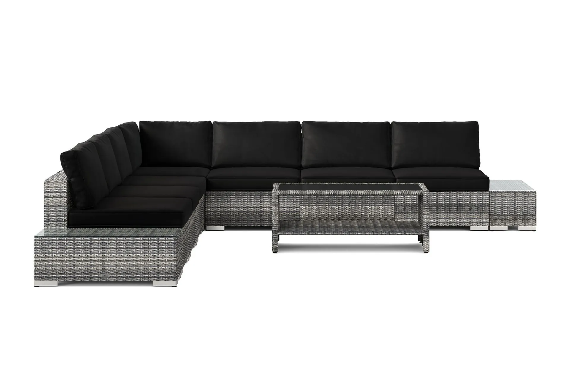 Comfort Garden Veranda & Terrasse|Loungemøbler Salg-Bahamas utendørs hjørnesofa 7-seters vendbar med åpen avslutning og bord med hylle