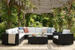 Comfort Garden Bahamas utendørs hjørnesofa 5-seters vendbar og bord med hylle