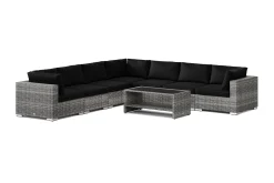 Comfort Garden Veranda & Terrasse-Bahamas utendørs hjørnesofa 7-seters vendbar og bord med hylle