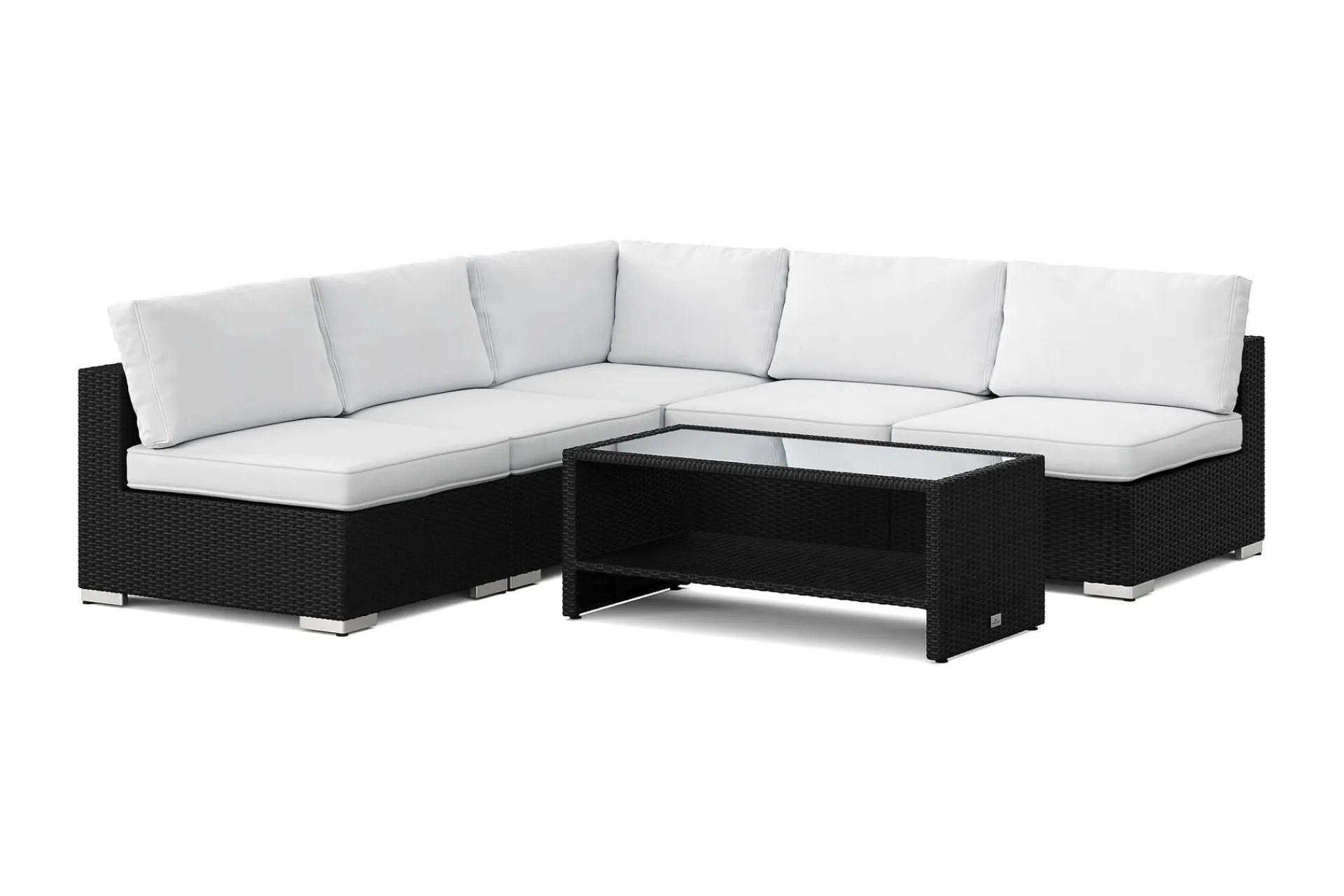 Comfort Garden Veranda & Terrasse-Bahamas utendørs hjørnesofa 5-seters vendbar med åpen avslutning og bord med hylle