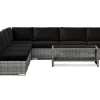 Comfort Garden Bahamas utendørs hjørnesofa 7-seters vendbar med åpen avslutning og bord med hylle