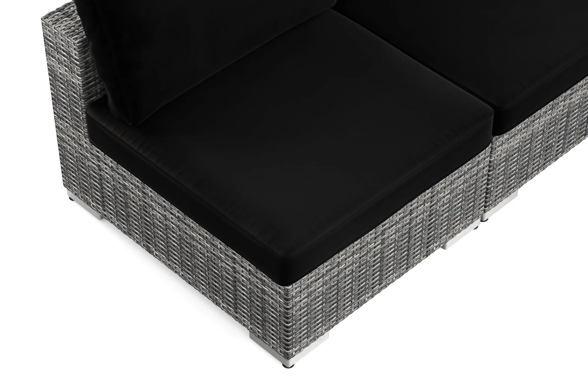 Comfort Garden Bahamas utendørs hjørnesofa 7-seters vendbar med åpen avslutning og bord med hylle