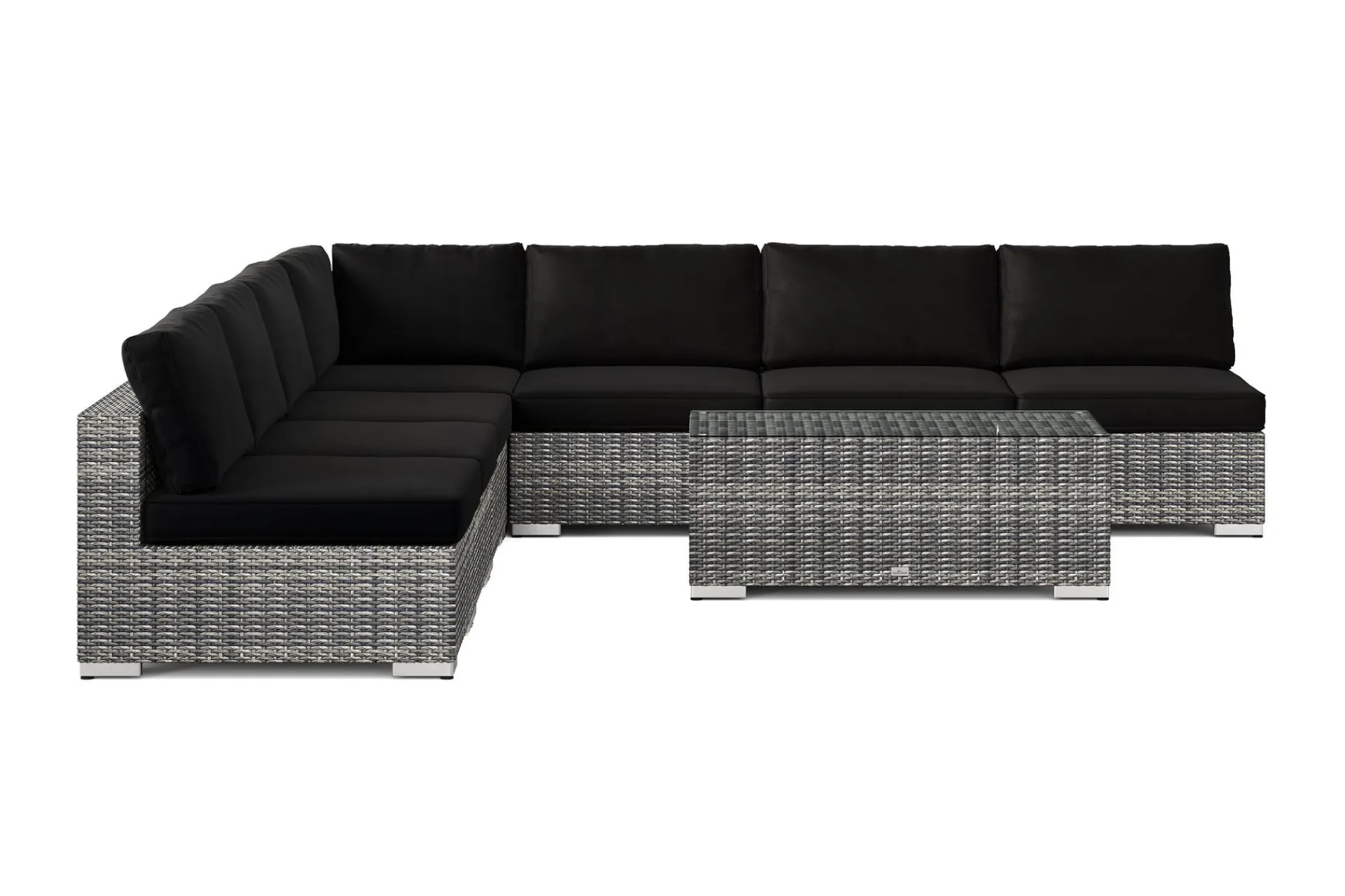 Comfort Garden Veranda & Terrasse-Bahamas utendørs hjørnesofa 7-seters vendbar med åpen avslutning og bord