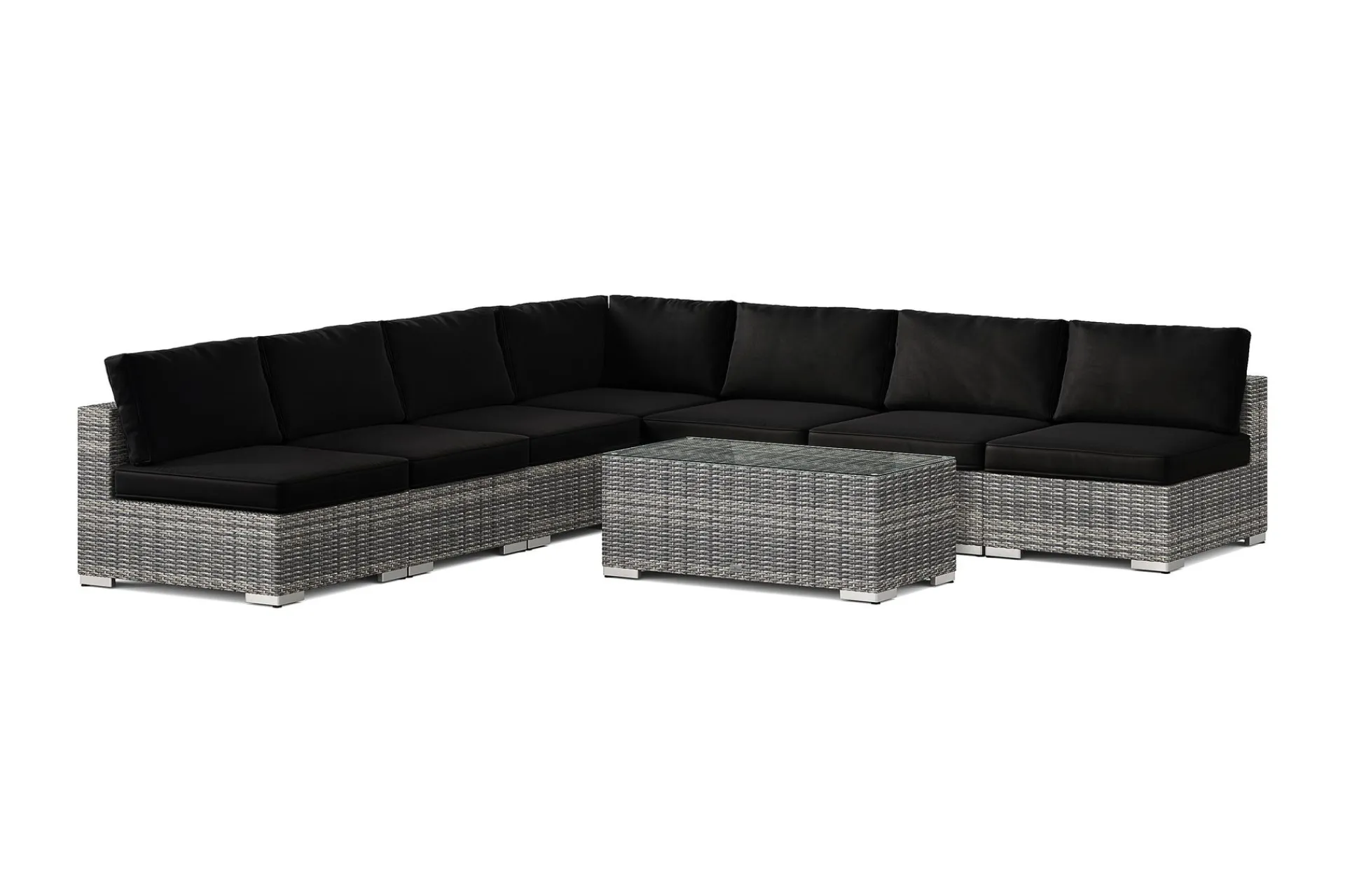 Comfort Garden Veranda & Terrasse-Bahamas utendørs hjørnesofa 7-seters vendbar med åpen avslutning og bord