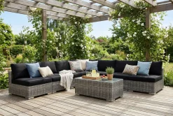 Comfort Garden Veranda & Terrasse-Bahamas utendørs hjørnesofa 7-seters vendbar med åpen avslutning og bord
