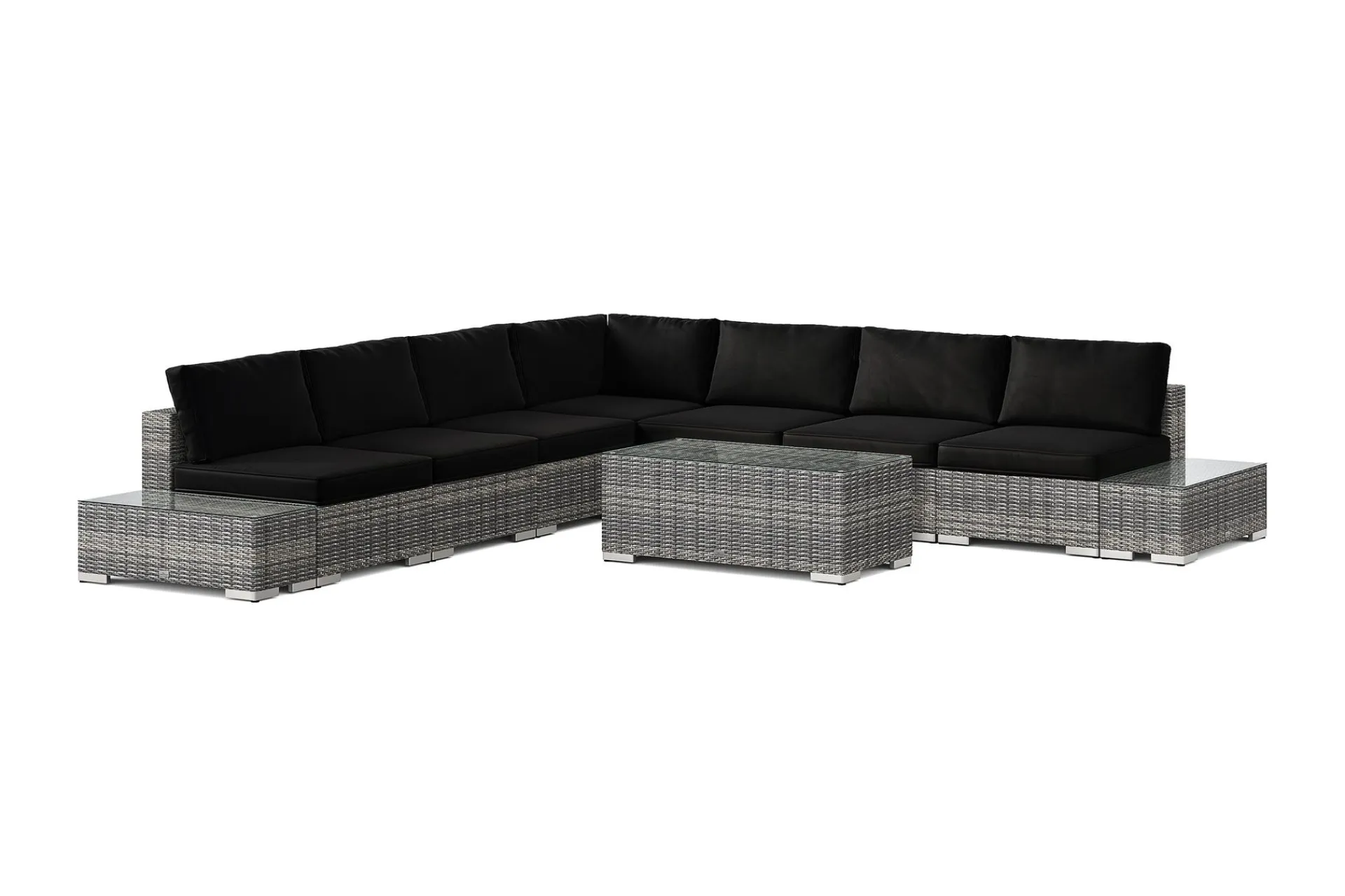 Comfort Garden Veranda & Terrasse-Bahamas utendørs hjørnesofa 7-seters vendbar med åpen avslutning og bord