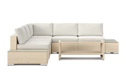 Comfort Garden Bahamas utendørs hjørnesofa 5-seters vendbar med åpen avslutning og bord med hylle