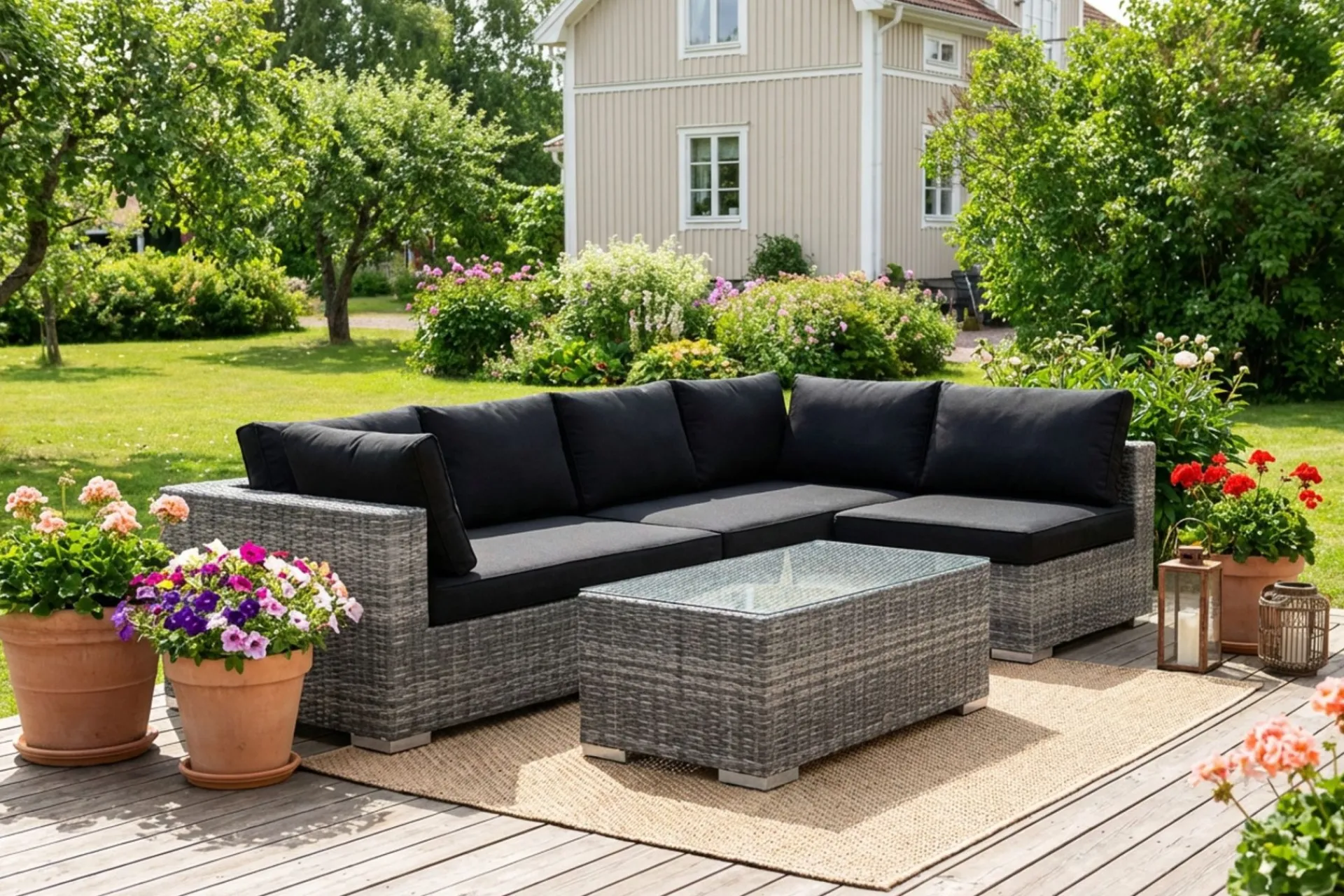 Comfort Garden Bahamas utendørs loungegruppe 5-seters med vendbar sjeselong og bord