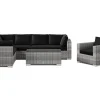 Comfort Garden Bahamas utendørs L-sofa høyre 7-seters med lenestol og bord