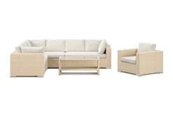 Comfort Garden Veranda & Terrasse|Loungemøbler Salg-Bahamas utendørs L-sofa høyre 7-seters med lenestol og bord med hylle