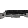 Comfort Garden Loungesett|Loungesett-Bahamas utendørs L-sofa venstre 8-seters med lenestol og bord med hylle
