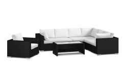 Comfort Garden Bahamas utendørs L-sofa venstre 7-seters med lenestol og bord med hylle