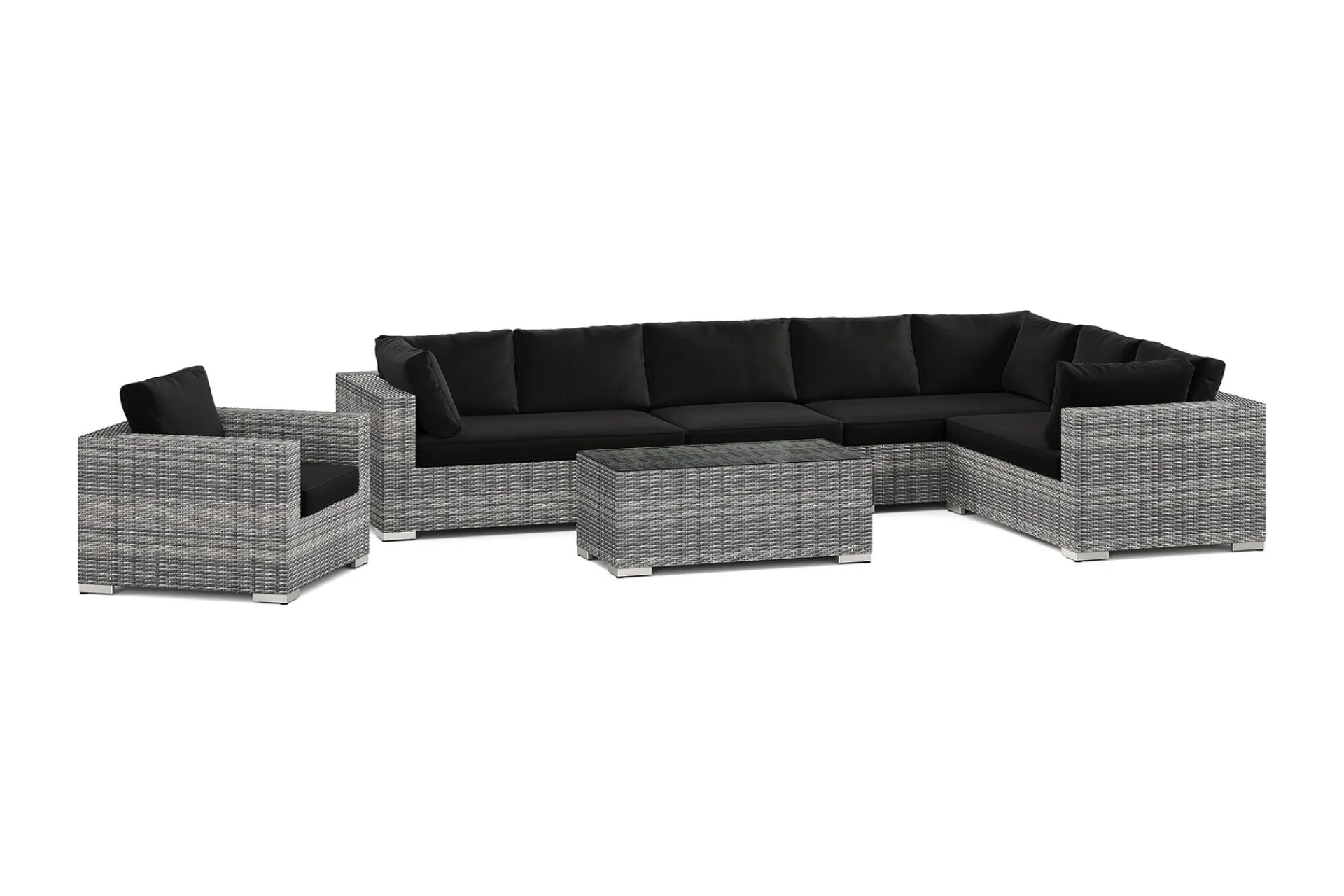 Comfort Garden Bahamas utendørs L-sofa venstre 8-seters med lenestol og bord