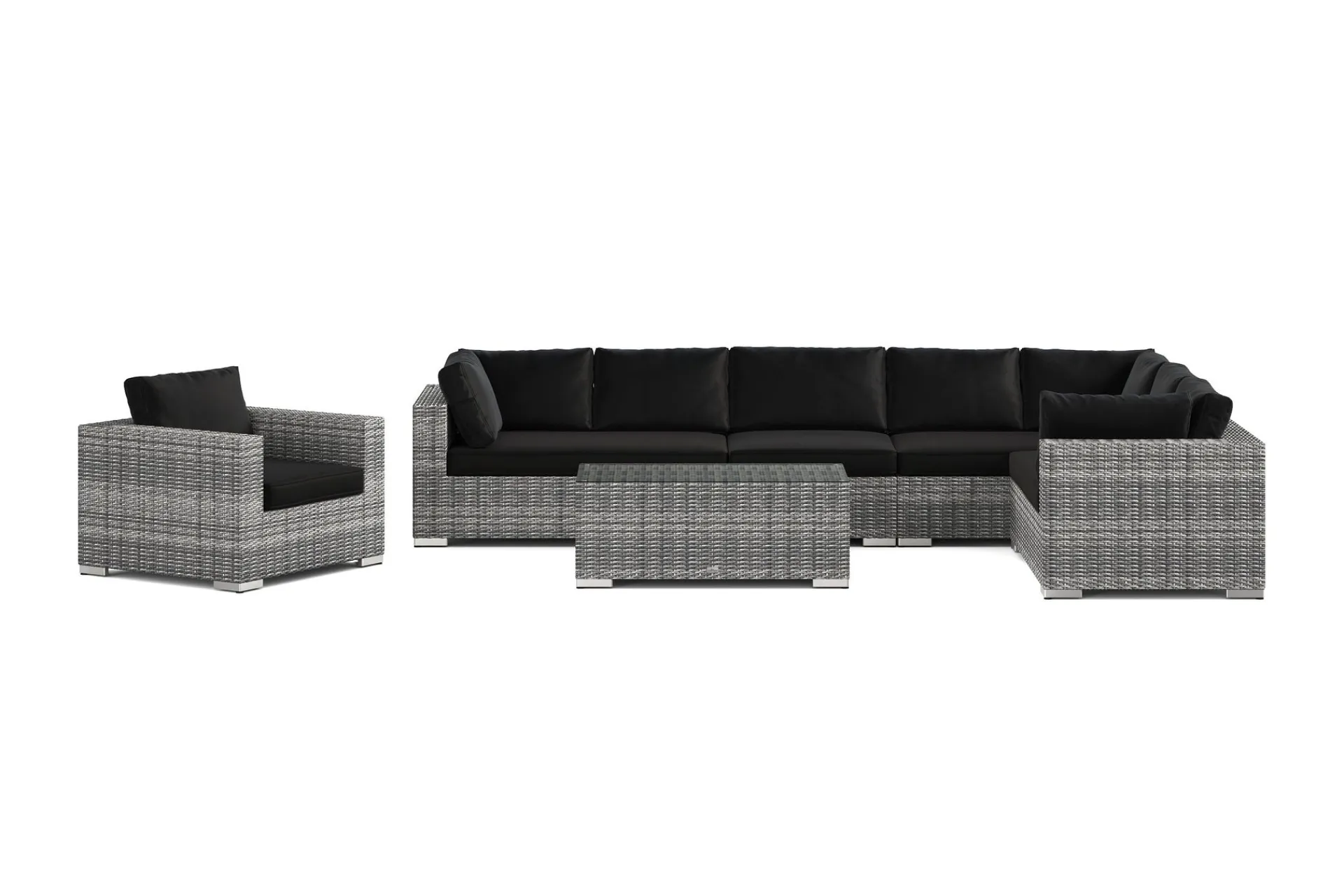 Comfort Garden Bahamas utendørs L-sofa venstre 8-seters med lenestol og bord