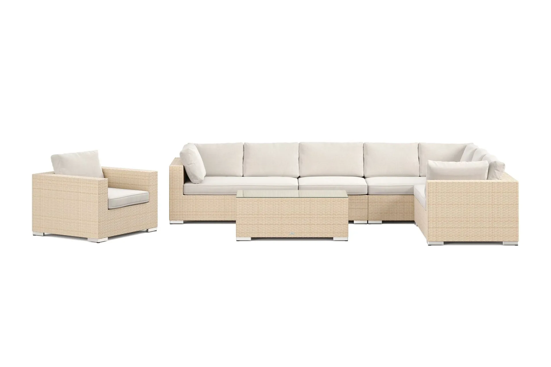 Comfort Garden Loungemøbler Salg-Bahamas utendørs L-sofa venstre 8-seters med lenestol og bord