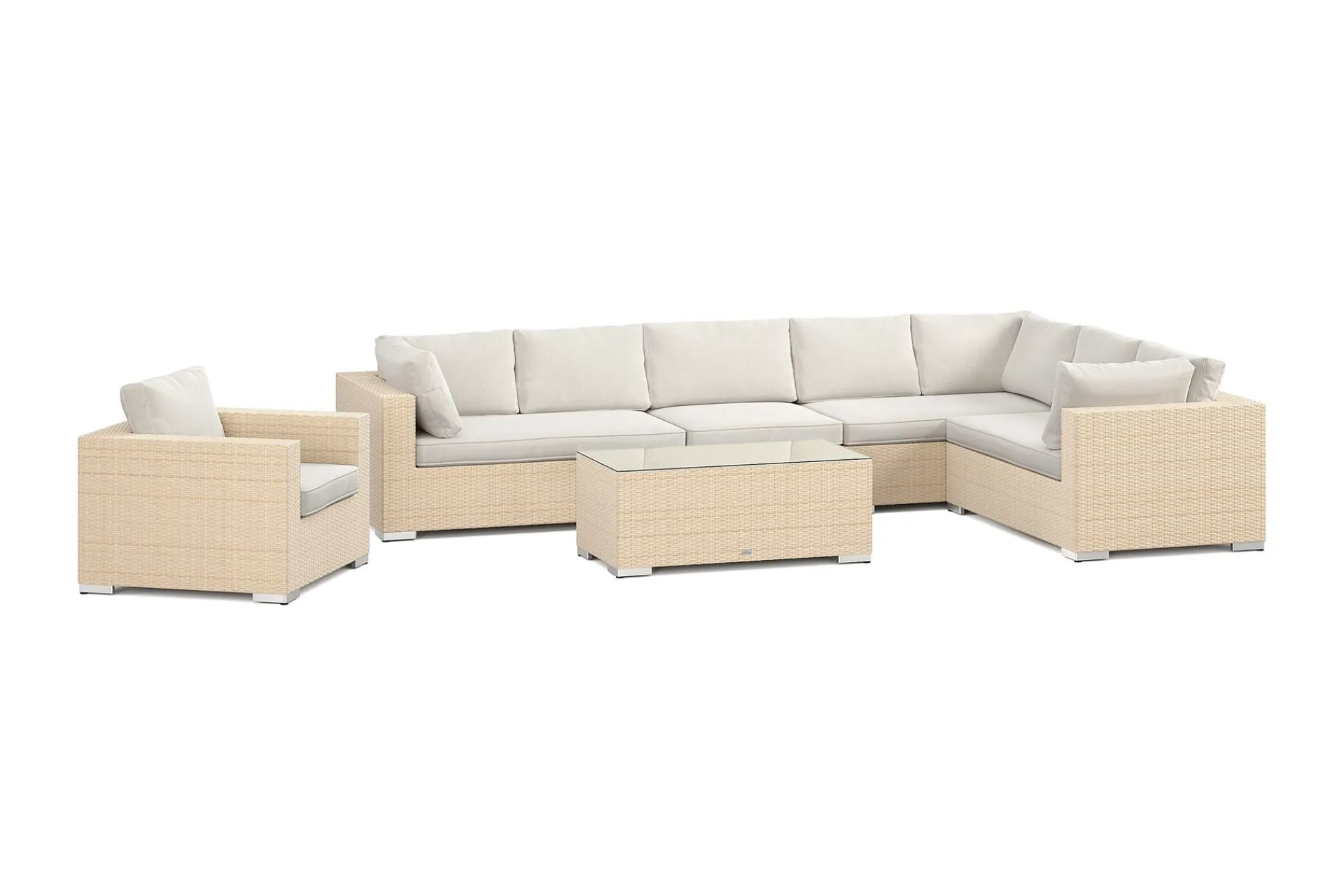 Comfort Garden Loungemøbler Salg-Bahamas utendørs L-sofa venstre 8-seters med lenestol og bord