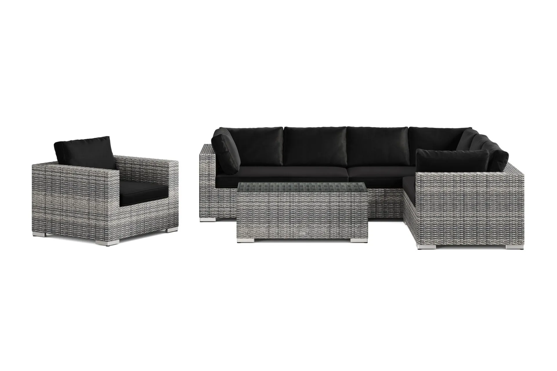 Comfort Garden Bahamas utendørs L-sofa venstre 7-seters med lenestol og bord