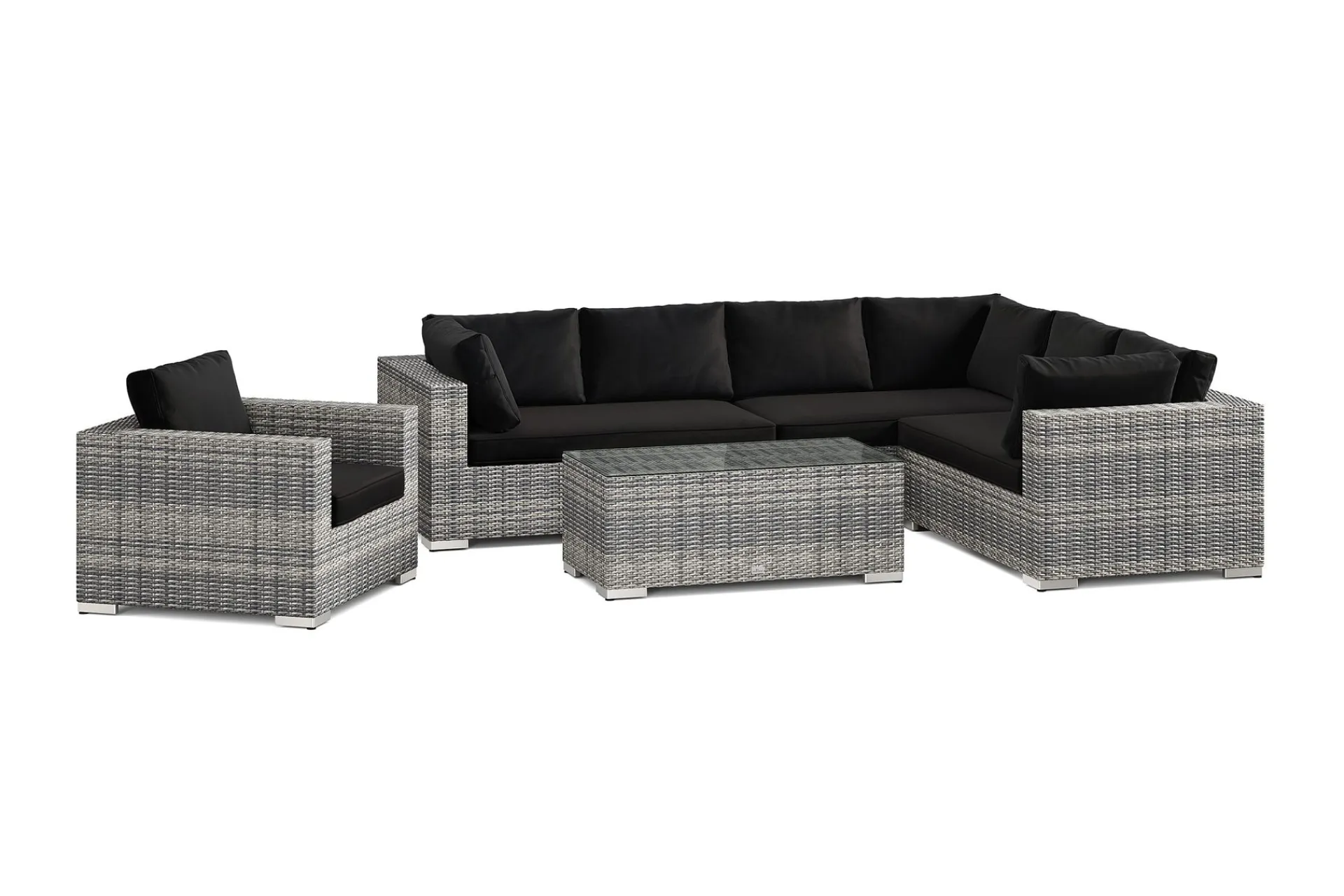 Comfort Garden Bahamas utendørs L-sofa venstre 7-seters med lenestol og bord