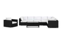 Comfort Garden Bahamas utendørs L-sofa venstre 8-seters med lenestol og bord med hylle
