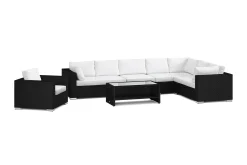 Comfort Garden Bahamas utendørs L-sofa venstre 8-seters med lenestol og bord med hylle