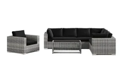 Comfort Garden Bahamas utendørs L-sofa venstre 7-seters med lenestol og bord med hylle