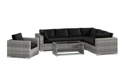 Comfort Garden Bahamas utendørs L-sofa venstre 7-seters med lenestol og bord med hylle