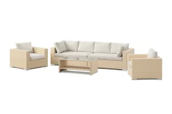 Comfort Garden Loungemøbler Salg-Bahamas utendørs sofagruppe 6-seters med to lenestoler og bord med hylle