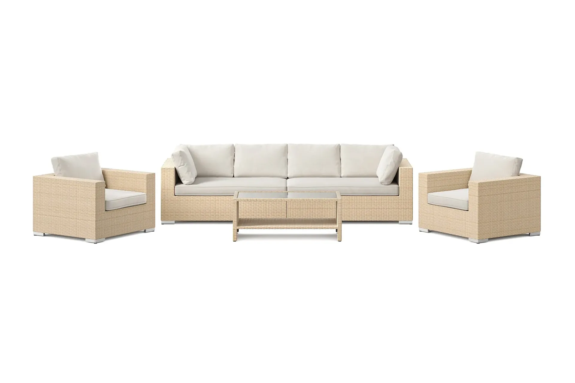Comfort Garden Loungemøbler Salg-Bahamas utendørs sofagruppe 6-seters med to lenestoler og bord med hylle