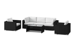 Comfort Garden Bahamas utendørs sofagruppe 5-seters med to lenestoler og bord med hylle