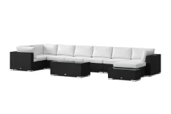 Comfort Garden Bahamas utendørs U-sofa 8-seters vendbar divan med åpen avslutning og bord