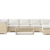 Comfort Garden Bahamas utendørs U-sofa 7-seters vendbar divan med åpen avslutning og bord med hylle