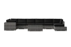 Comfort Garden Bahamas utendørs U-sofa 8-seters vendbar divan med åpen avslutning og bord