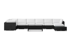 Comfort Garden Bahamas utendørs U-sofa 8-seters vendbar divan med åpen avslutning og bord med hylle
