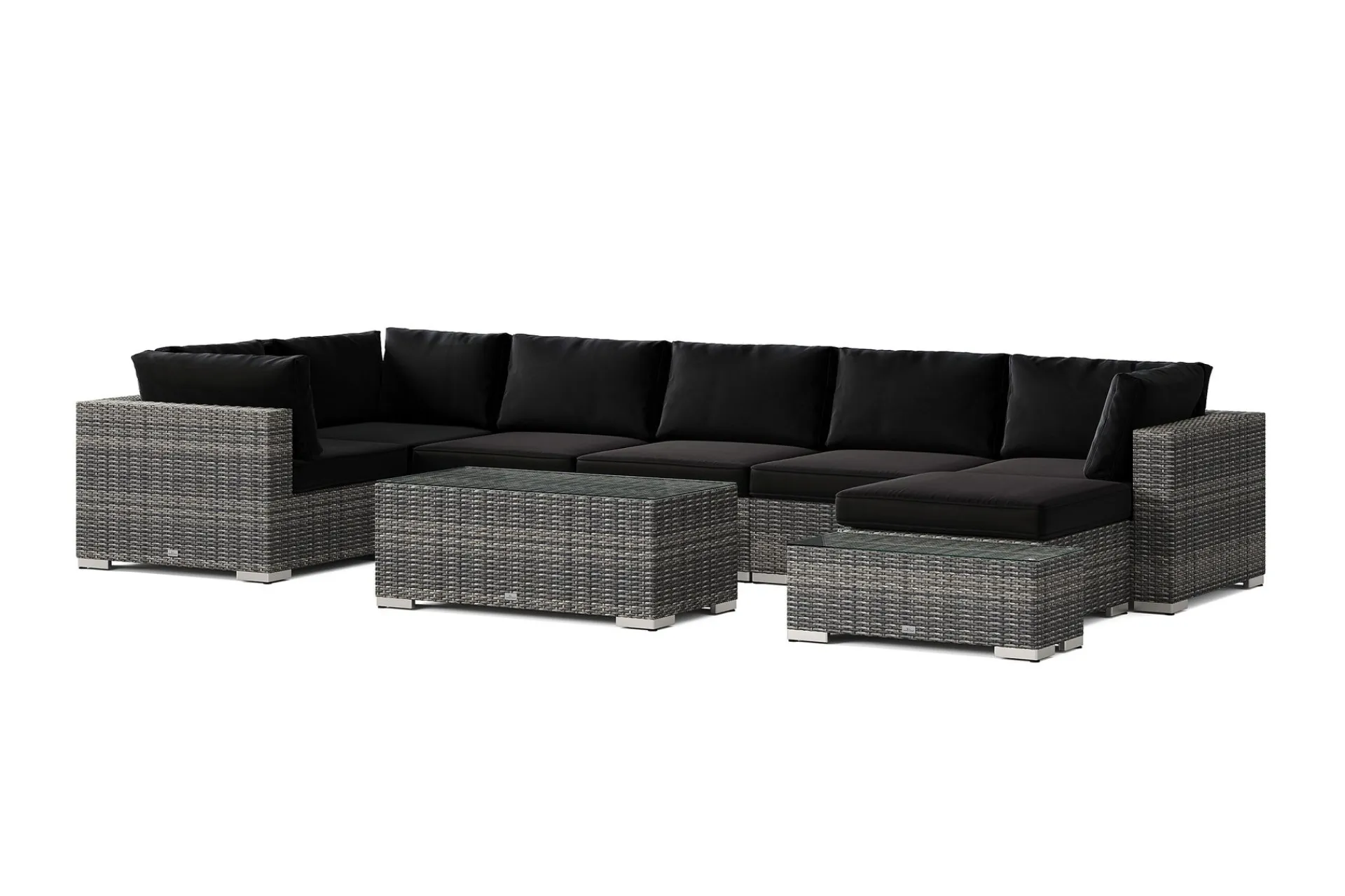 Comfort Garden Veranda & Terrasse|Loungemøbler Salg-Bahamas utendørs U-sofa 7-seters vendbar divan med åpen avslutning og bord