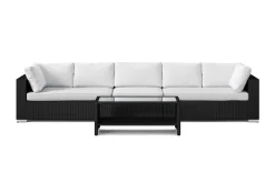 Comfort Garden Loungemøbler Salg|Loungesett-Bahamas utesofa 5-seters med bord og hylle Svart