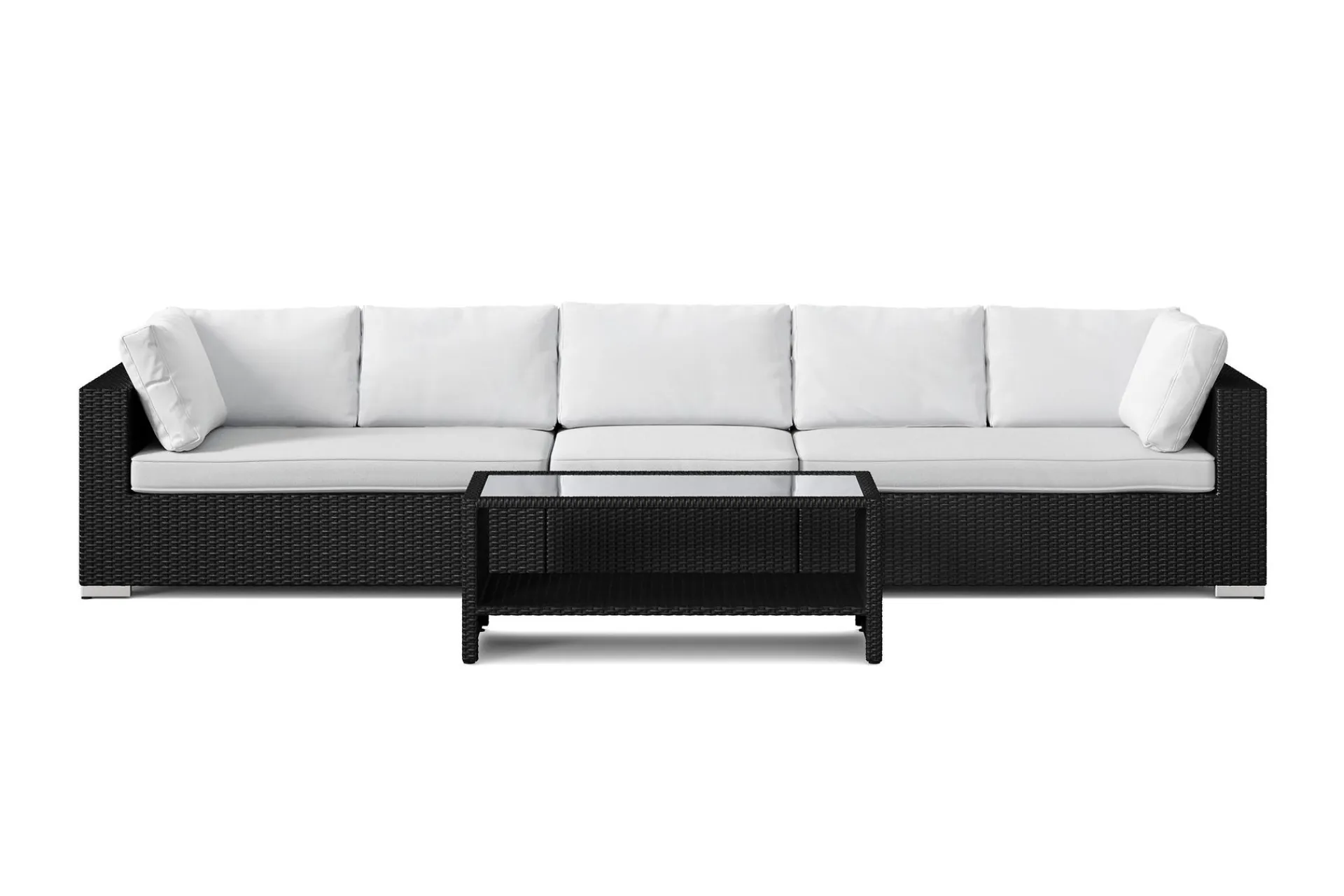 Comfort Garden Loungemøbler Salg|Loungesett-Bahamas utesofa 5-seters med bord og hylle Svart