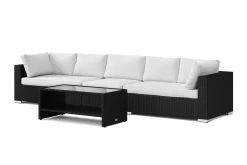 Comfort Garden Loungemøbler Salg|Loungesett-Bahamas utesofa 5-seters med bord og hylle Svart