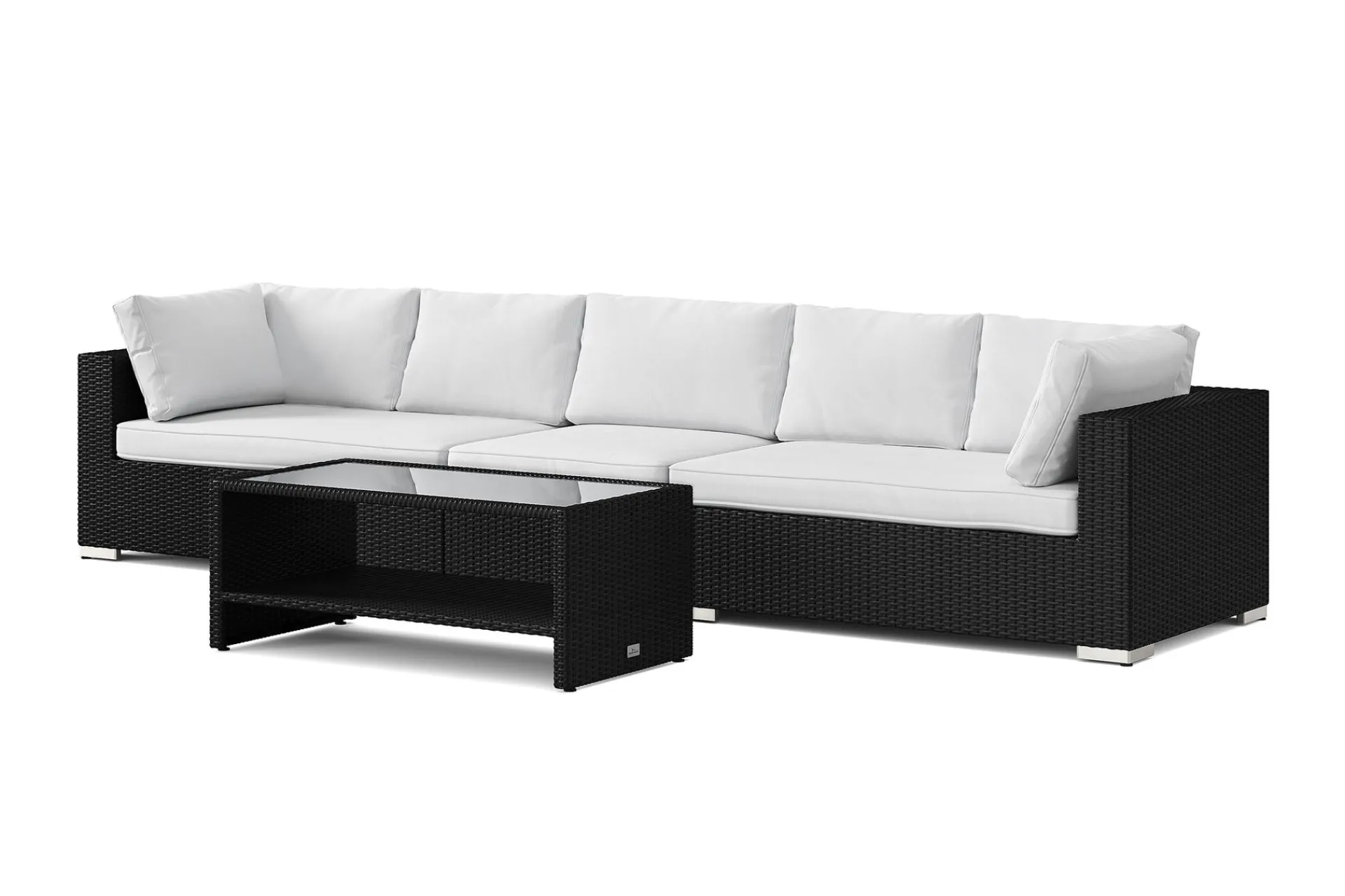 Comfort Garden Loungemøbler Salg|Loungesett-Bahamas utesofa 5-seters med bord og hylle Svart