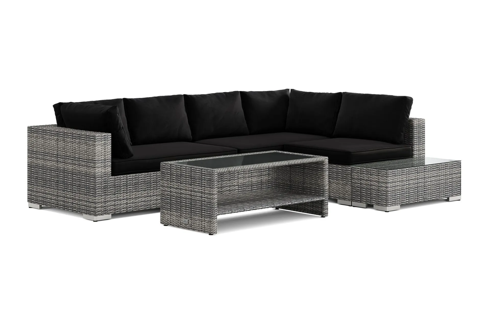 Comfort Garden Bahamas utesofa 5-seters vendbar sjeselong med avslutning og bord med hylle