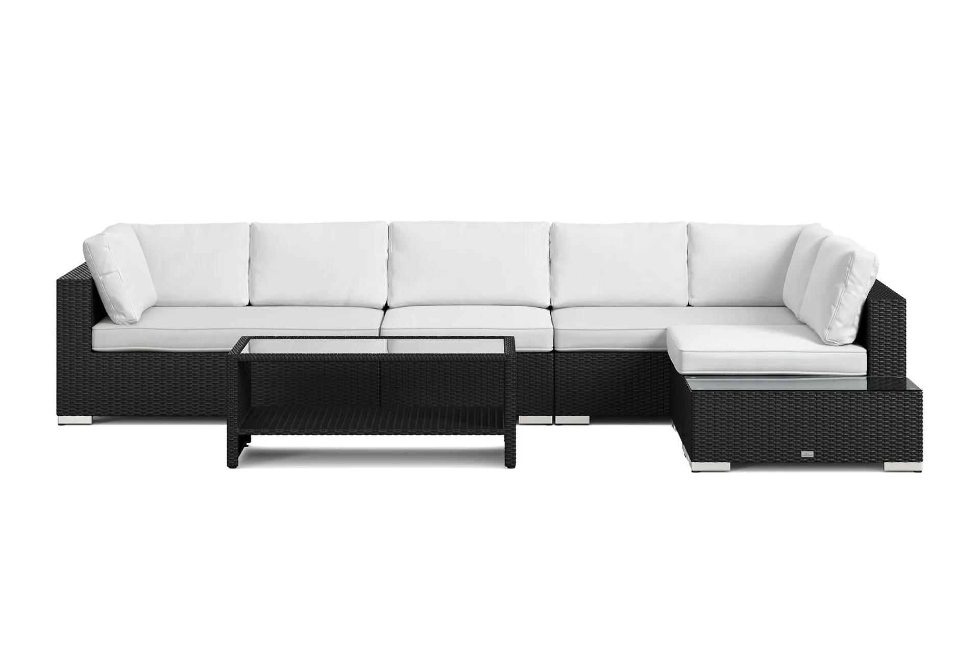 Comfort Garden Bahamas utesofa 6-seters vendbar sjeselong med avslutning og bord med hylle