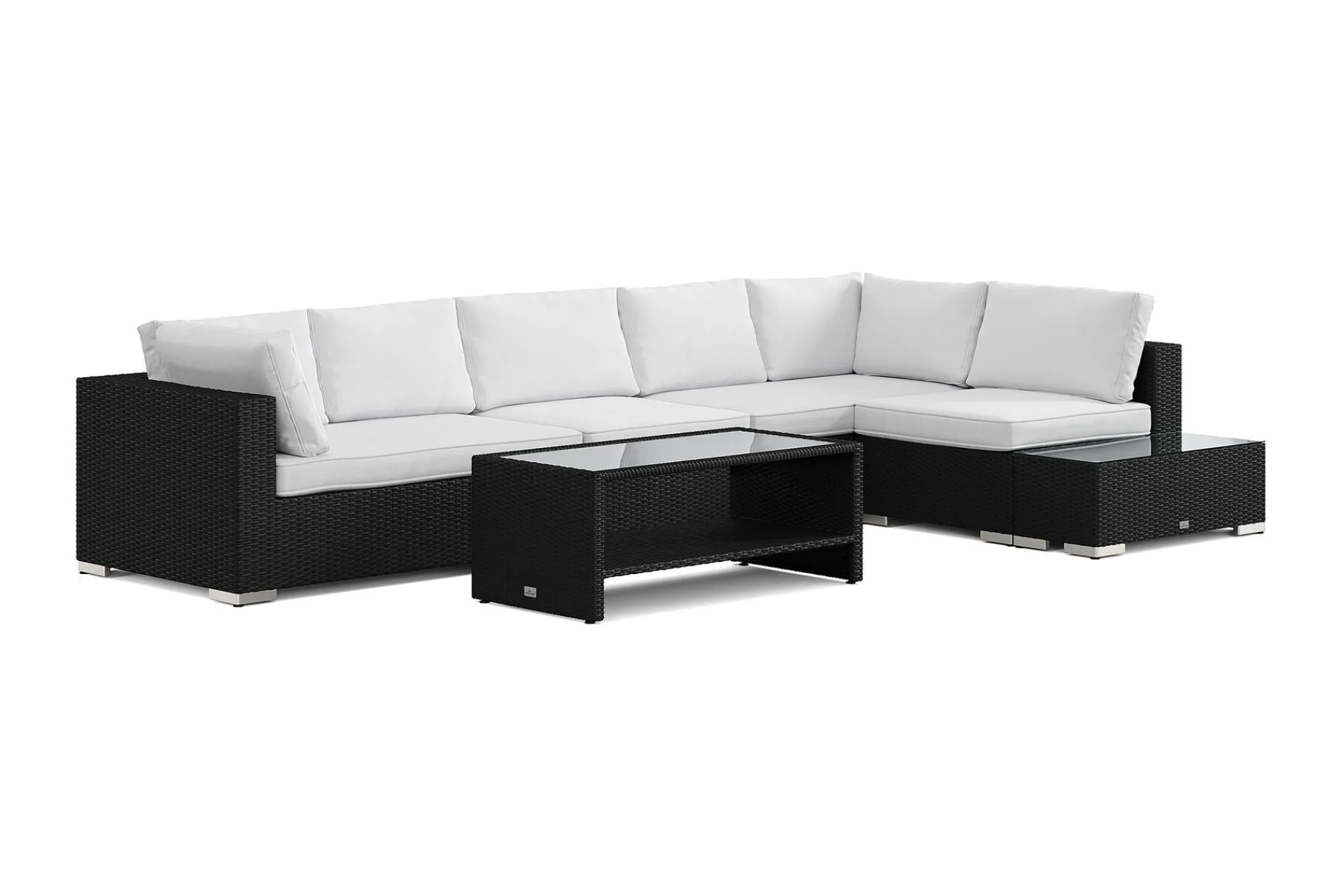 Comfort Garden Bahamas utesofa 6-seters vendbar sjeselong med avslutning og bord med hylle