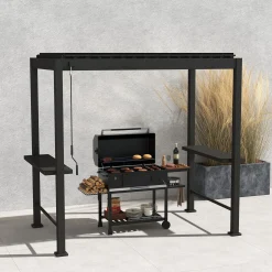 Byggesett Uterom|Lagringshus & Boder-Bakvegg til paviljong HOME4YOU Mirador Bbq Mørk grå