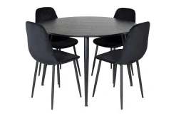 Venture Home Spisegrupper-Balisa Spisegruppe 115 cm Rund inkl. 4 Ypas Stoler Svart