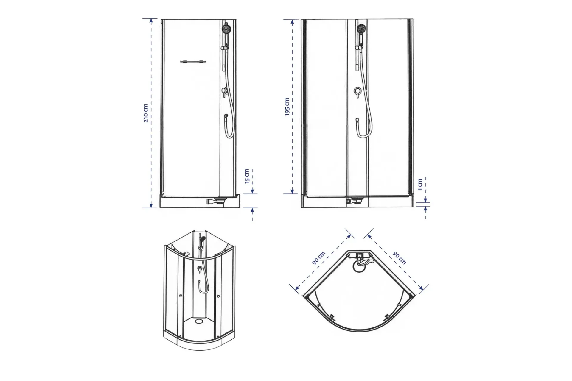 Bankestad Dusjkabinett 210 cm