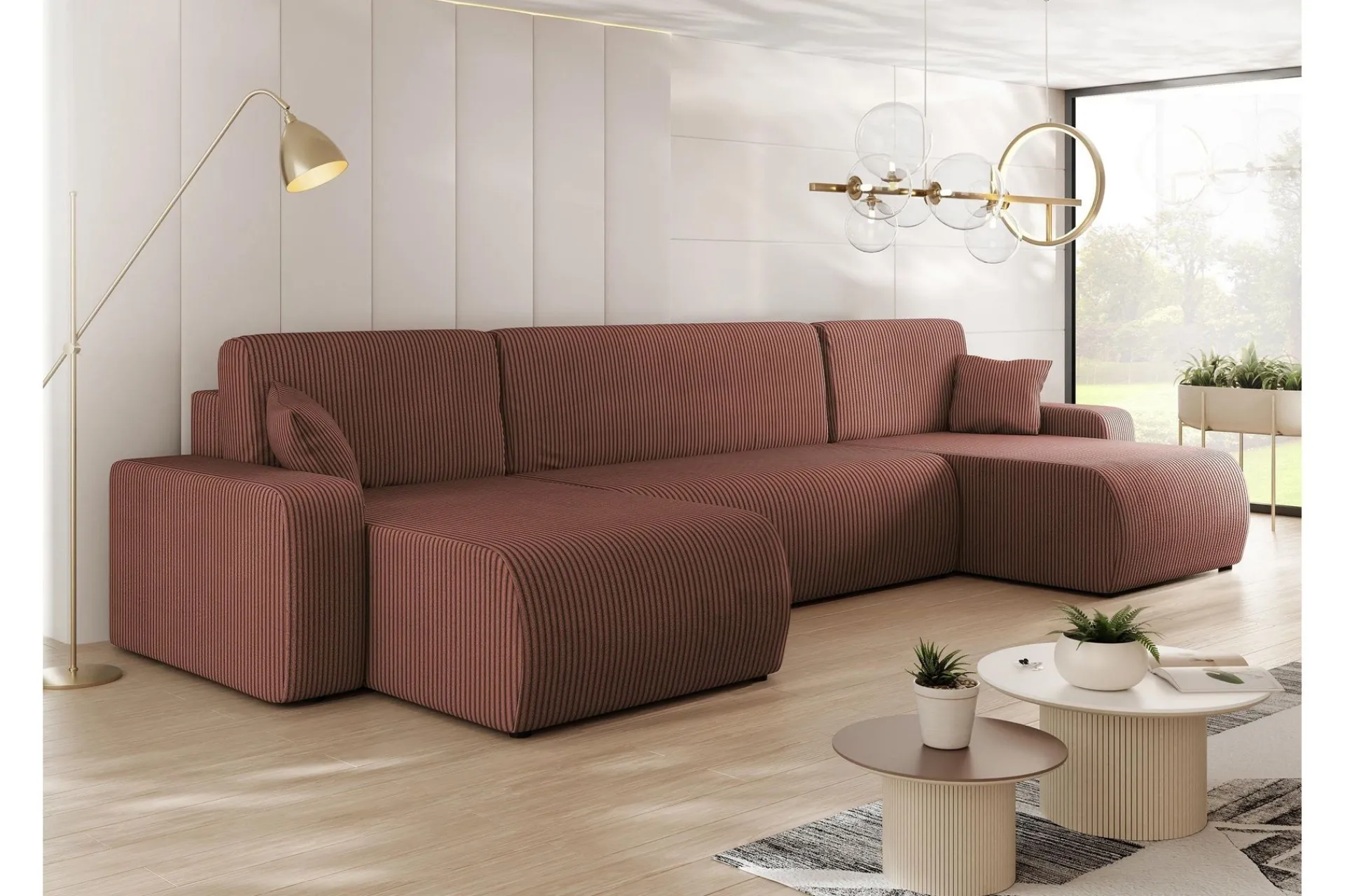 U-Sofa-Barile Sofa Dobbeldivan 4-seter Lyserød